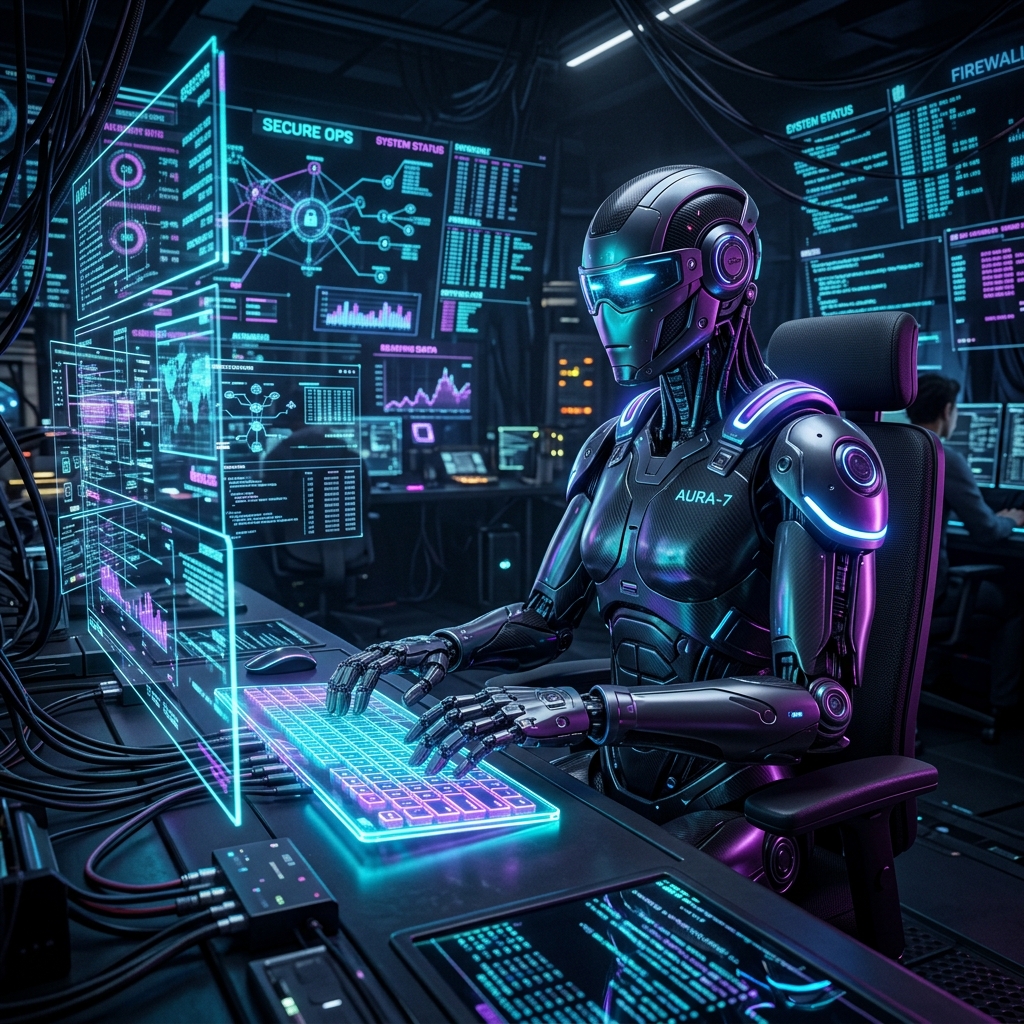 ISPFocus 3D Cyberpunk AI Robot Engineer